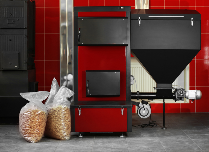 Chaudière à granulés avec silo et alimentation automatique