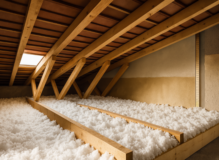 Schéma d'isolation de combles perdus par soufflage