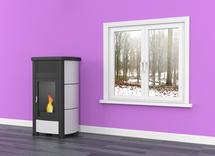 Schéma d'un poêle à granulés ventilé